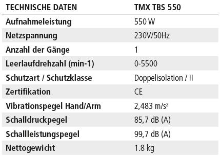 περιστροφής εν κενό 0-5500 rpm Αριθμός Ταχυτήτων 1 Βάρος Technical Data