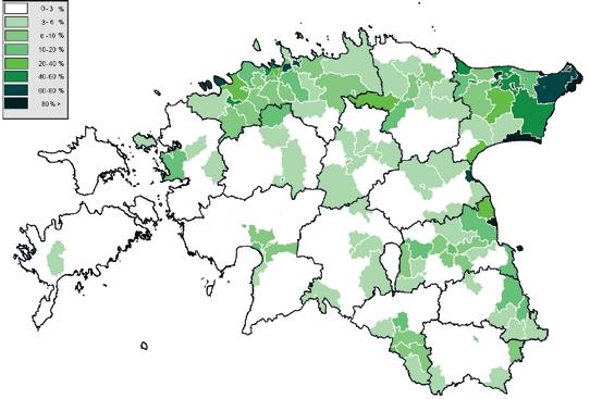 Συγκεντρώσεις πληθυσμού που μιλά ρώσικα την Εσθονία (https://en.wikipedia.
