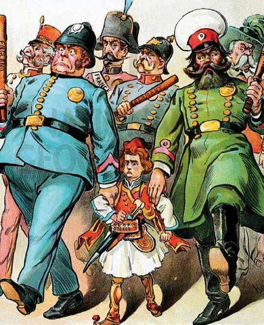 Γελοιογραφία για το τέλος του ελληνοτουρκικού πολέμου του 1897 και την