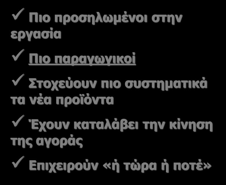 προσηλωμένοι στην εργασία Πιο παραγωγικοί Στοχεύουν πιο