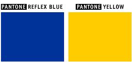 Κανονισμός για τα χρώματα Έμβλημα Παντονικό ανακλαστικό κυανό (Pantone Reflex Blue) για την επιφάνεια του ορθογωνίου, παντονικό κίτρινο (Pantone Yellow) για τα αστέρια.