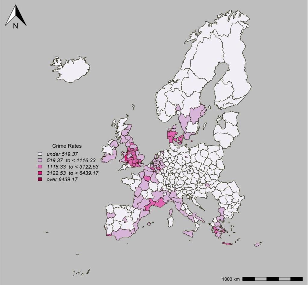 Χάπηηρ 6.3.2.1 Δγθιήκαηα αλά 100000 θαηνίθνπο NUTS 2,2010 Μεγαιχηεξεο ηηκέο (κεηαμχ ησλ 519.37 θαη 1116.33 εγθιεκάησλ αλά 100.