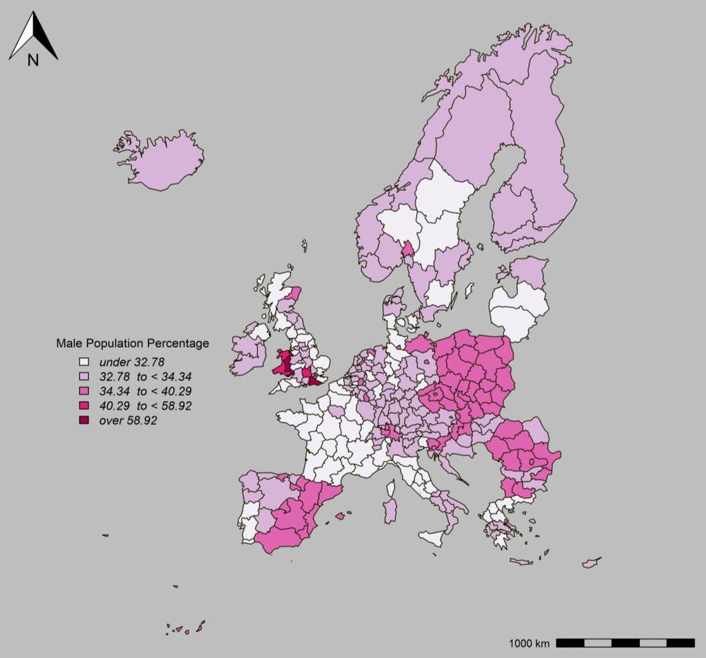 Χάπηηρ 6.3.2.9 Πνζνζηφ Αλδξψλ (15-64), NUTS 2, 2010 Σέινο, παξνπζηάδεηαη ν ράξηεο 6.3.2.10, ν νπνίνο απεηθνλίδεη ηα πνζνζηά ησλ αηφκσλ ηα νπνία δελ έρνπλ ιάβεη κφξθσζε.