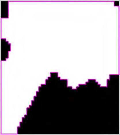 Figure 42 - Binary image of floor Figure 43 - Binary image contour (pink pixels) Figure 44 - Floor points