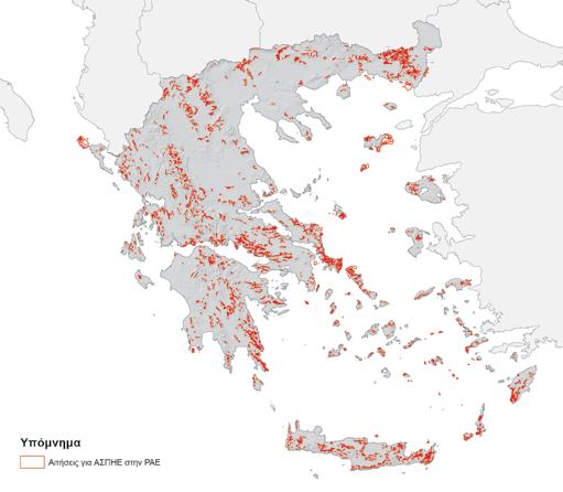 Ακόμη πιο ανησυχητική είναι η συνολική κατανομή των ΑΣΠΗΕ στον ελλαδικό χώρο, όπως φαίνεται στον παρακάτω χάρτη.