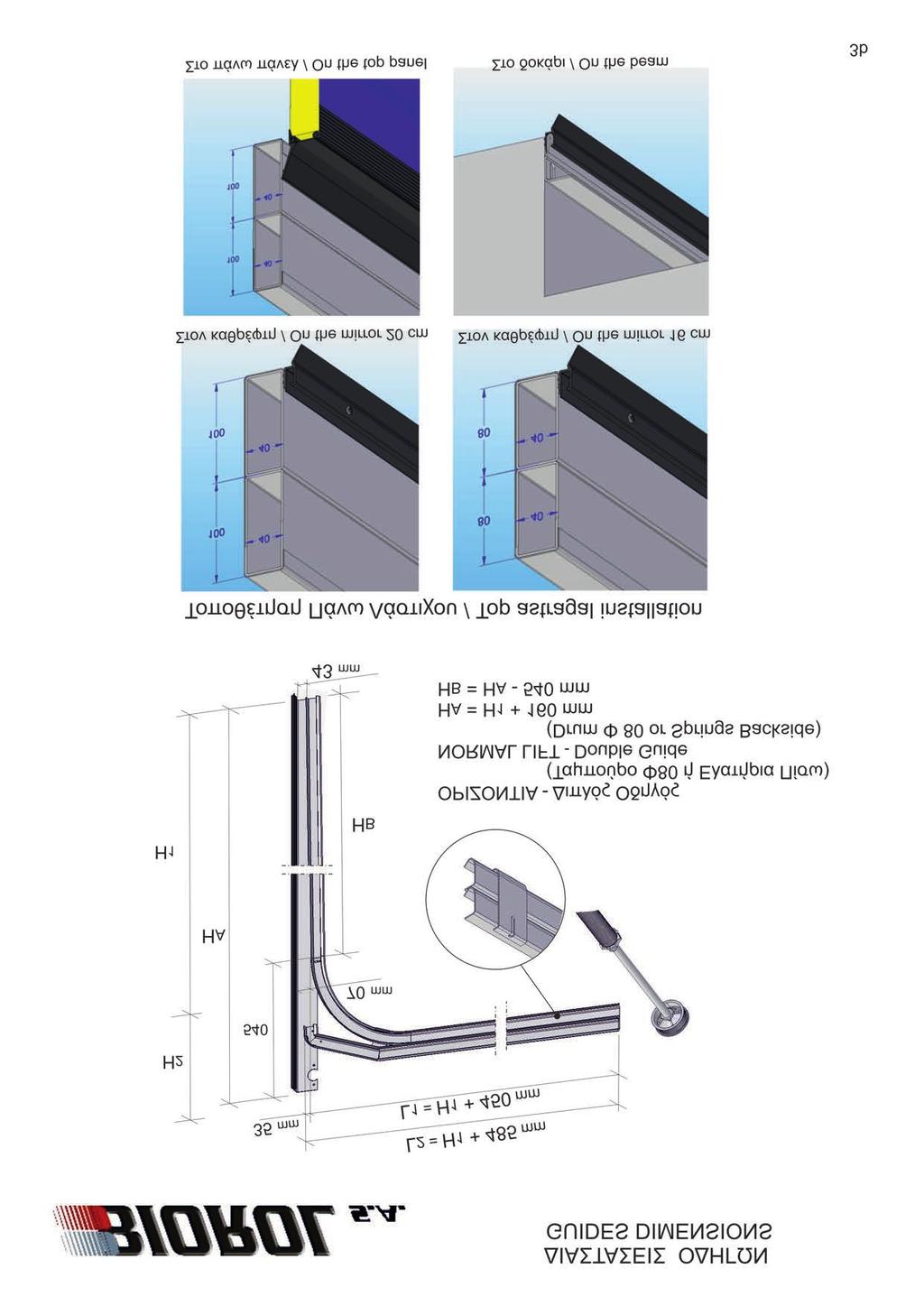 ΔΙΑΣΤΑΣΕΙΣ ΟΔΗΓΩΝ GUIDES DIMENSIONS Στον καθρέφτη / On the mirror 20 cm Στον