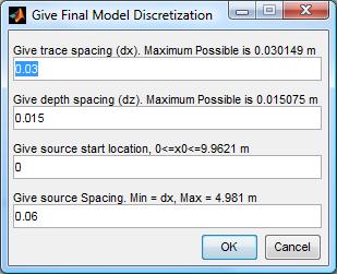 Σ ε λ ί δ α 32 Εικόνα 3.2: Παράθυρο του προγράμματος που ζητάει από το χρήστη να ορίσει τις παραμέτρους για τη διακριτοποίηση του τελικού μοντέλου.