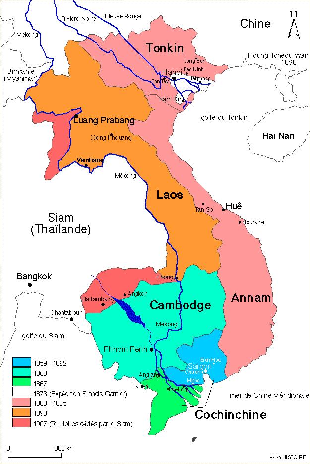 Περιλάμβανε τη γαλλική αποικία της Κοχινκίνας (Νότιο Βιετνάμ) και τα γαλλικά προτεκτοράτα Τονκίν (Βόρειο Βιετνάμ), Ανάμ