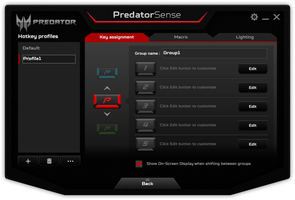 48 - PredatorSense Κάντε διπλό κλικ στο όνομα για να καταχωρίσετε νέο όνομα για το προφίλ.