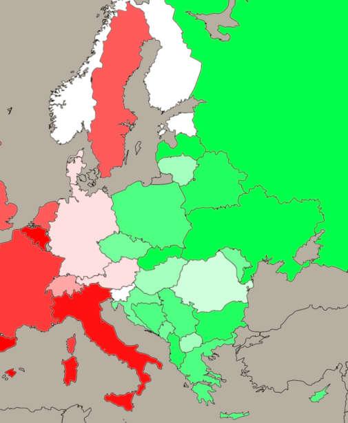 300 (Ιταλία), του πράσινου οι κάτω των 680 (Ρωσία) και η Ελλάδα με 130 θανάτους στις 24 Απριλίου 2020 (203. 000 θάνατοι στον κόσμο ολόκληρο) Πηγές: του χάρτη https://bit.