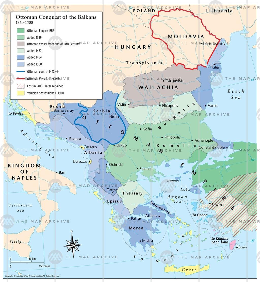 Χάρτης 12: Η Οθωμανική κατάκτηση των Βαλκανίων 1350-1500 Πηγή: https://www.themaparchive.com/ottoman-conquest-of-the-balkans-13501500.
