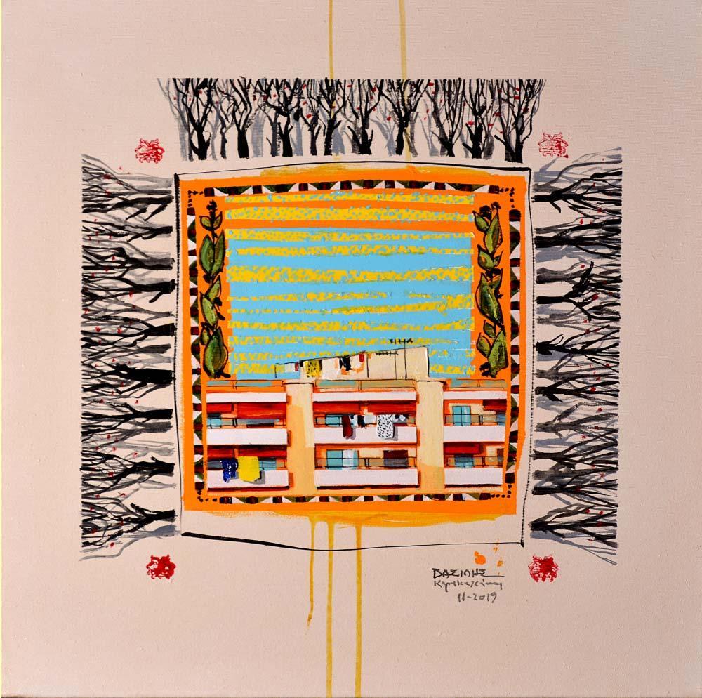 acrylic, gouache & oil on canvas