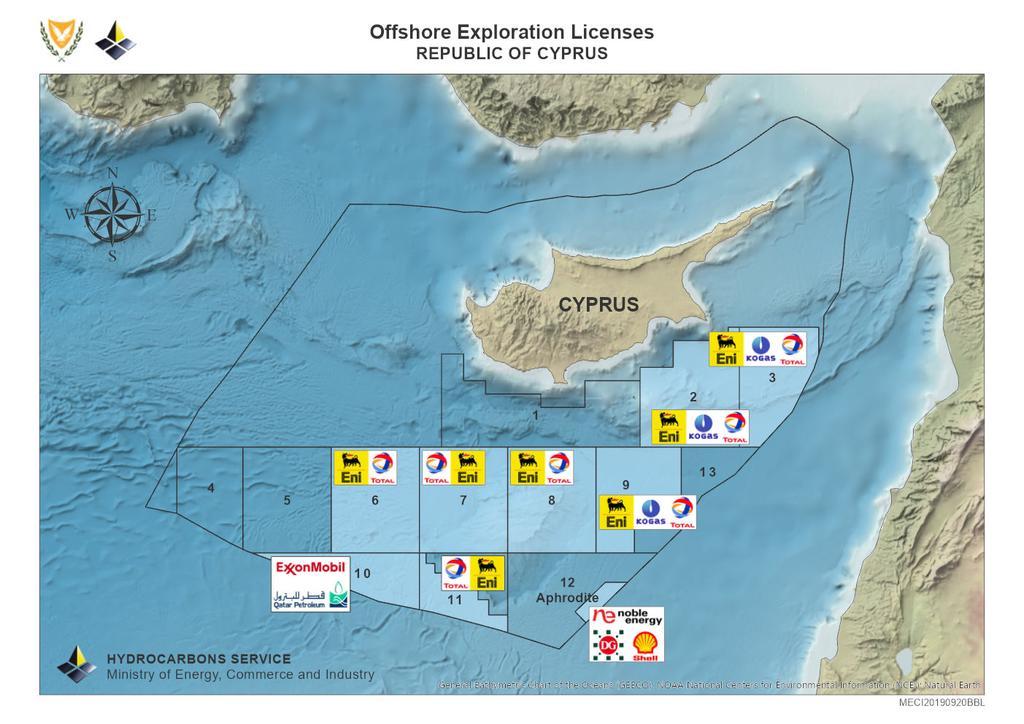 Χάρτης 12 βυθοτεµαχίων κυπριακής ΑΟΖ Ministry of Energy,