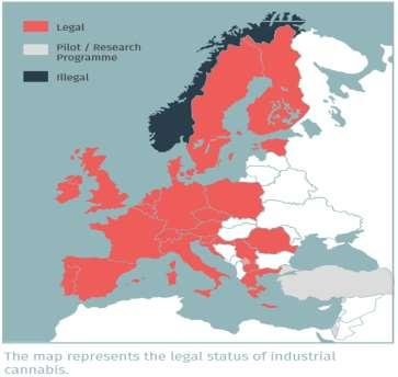 Εικόνα 3.12: Νομικό καθεστώς για την κλωστική κάνναβη στην Ε.Ε. Πηγή: https://cannabisnews.gr/i-eikona-ton-evropaikon-nomon-gia-tin-kannavi-infographics/ Σύστηματα ελέγχου στα κράτη-μέλη της Ε.Ε. Τα