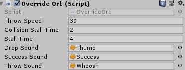 Εικόνα 3-72: Override Orb script Στη συνέχεια δημιουργούμε ένα Battle Scene Manager script, το οποίο υπολογίζει τον συνολικό αριθμό των orbs -αναλόγως με το επίπεδο του χρήστη- όταν ξεκινάει η μάχη,