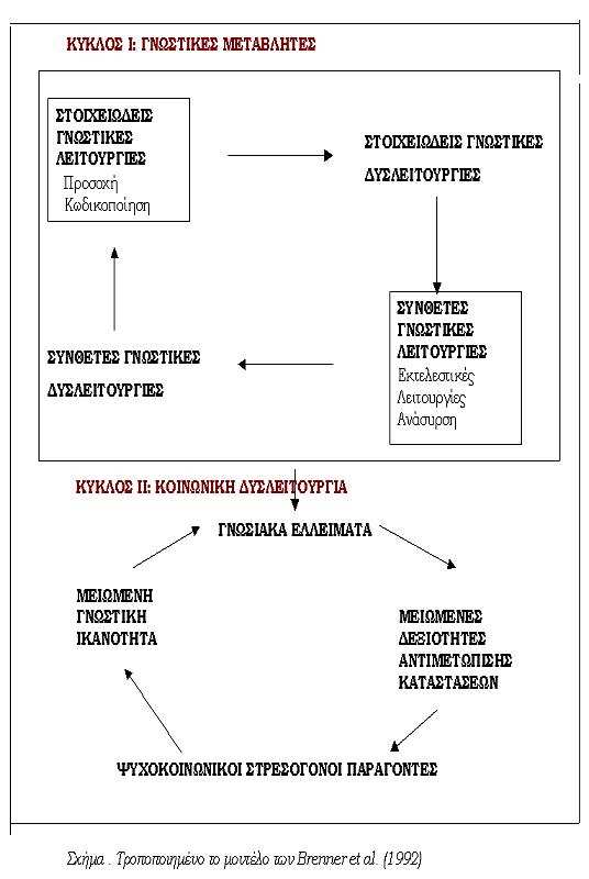 Αιτιολογικά µοντέλα IV Το µοντέλο των 2 κύκλων δηµιουργεί µία συσχέτιση ανάµεσα στις γνωστικές διαταραχές και την κοινωνική