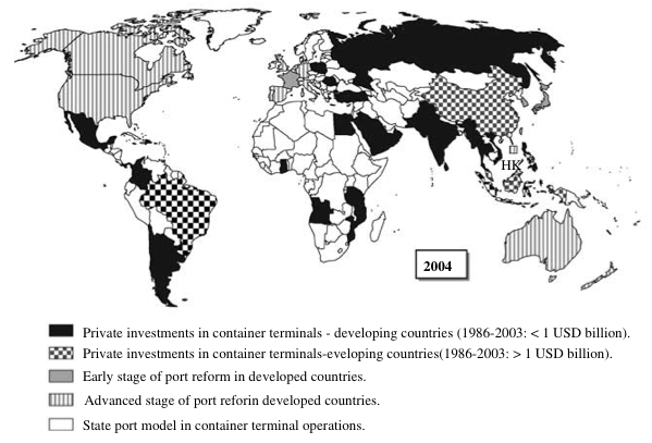 εμπορευματοκιβωτίων από το 1980 έως το 2004