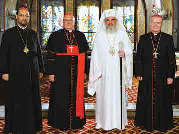 Δανιήλ ὑποδέχεται τόν Καρδινάλιο Sandri πού ἐπισκέφθηκε τό Βουκουρέστι γιά τήν ἵδρυση νέας οὐνίτικης ἐπισκοπῆς καί τήν ἐνθρόνιση τοῦ νεοχειροτονηθέντος «ἐπισκόπου» της Mihai Frăţilă, 30-8-14.