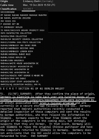 Η κυβέρνηση Μέρκελ παρείχε πλήρη κάλυψη στη Siemens, απορρίπτοντας το αμερικανικό αίτημα να διερευνηθεί σε βάθος το θέμα, ενώ, όπως αναφέρει το μυστικό έγγραφο, δεν προέβη σε καμία κίνηση για να