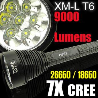 Φακός υπέρ - υψηλής φωτεινότητας 7x CREE LED XM-L T6-9.000 Lumens. Φακός ValueLight υπέρ - υψηλής φωτεινότητας 7x CREE LED XM-L T6-9.000 Lumens. Από τους πλέον ισχυρούς φακούς που κατασκευάστηκαν ποτέ.