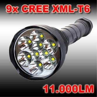 Φακός υπέρ - υψηλής φωτεινότητας 9x CREE LED XM-L T6-11.000 Lumens. Φακός ValueLight υπέρ - υψηλής φωτεινότητας 9x CREE LED XM-L T6-11.000 Lumens. Ο ισχυρότερος φακός που κατασκευάστηκε ποτέ.