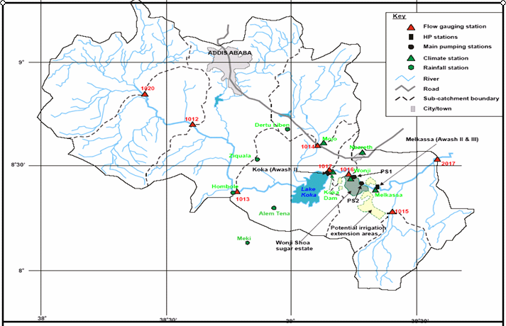 Figure 2.1.Some features of the uplands and Upper awash Valley 2.4.2. Water availability.