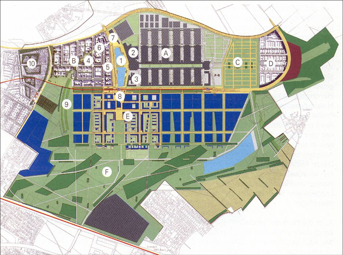 Πολεοδοµικό σχέδιο της Messestadt Riem του Μονάχου Ανασχεδιασµός του παλαιού αεροδροµίου Riem (Μόναχο) συνολικής έκτασης 556 ha.