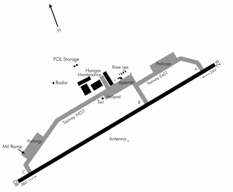 AIRPORT DIAGRAM TACAN: 103 X TWR: 122.1 257.