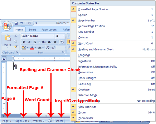 Εικόνα 5: Η Γραμμή Κατάστασης στη Microsoft Word 3.1.