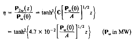 100 = 1,5 Χ 10-9 esu. Με την προσέγγιση επίπεδου κύµατος, η απόδοση της γένεσης δεύτερης αρµονικής, κατά την (7.9), είναι (7.10) Όπως φαίνεται από την (7.