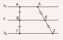 Z αντίστοιχα, θα αποδείξουµε ότι Ε = ΕΖ Φέρνουµε AK // Ζ Τότε τα τετράπλευρα Α ΕΗ και EZKH είναι παραλληλόγραµµα οπότε AH = Ε ( 1) και HK = EZ ( ) Στο τρίγωνο AK Γ το B είναι το µέσο της ΑΓ και ΒΗ //