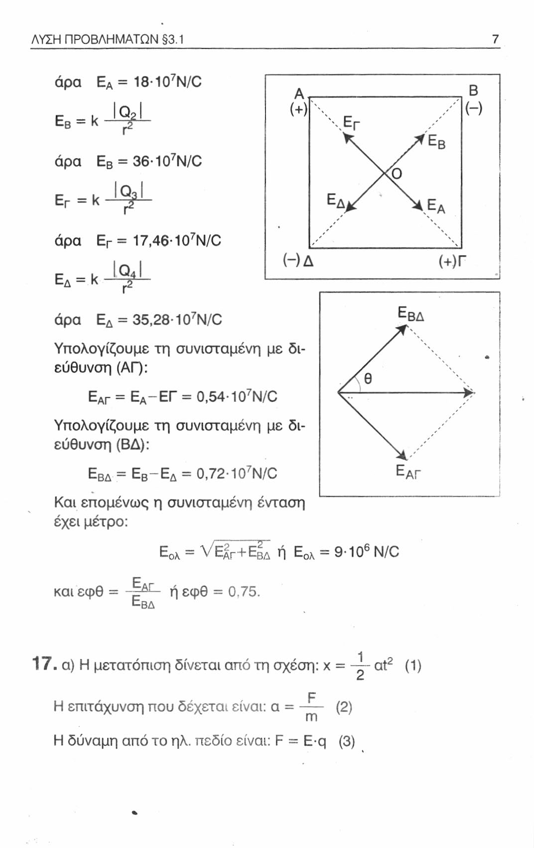 ΛΥΣΗ ΠΡΟΒΛΗΜΑΤΩΝ 3.1 άρα Ε α = 18-10 7 N/C E R = k ι Q?