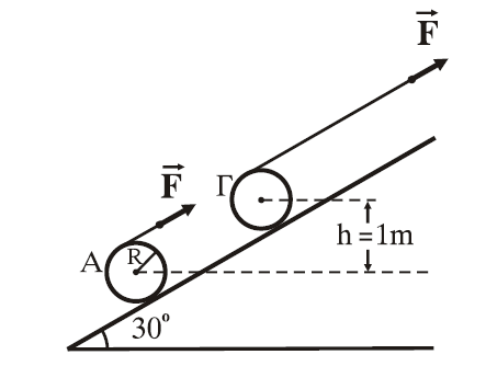 Δίνονται η ροπή αδράνειας της τροχαλίας ως προς άξονα που διέρχεται από το κέντρο μάζας της Ι = 1 2 MR 2, η τριβή ανάμεσα στην τροχαλία και στο νήμα είναι αρκετά μεγάλη, ώστε να μην παρατηρείται ο- m