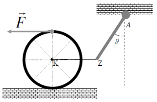 περιστρέφεται, χωρίς τριβές. Αβαρές οριζόντιο νήμα ΚΖ συνδέει το άκρο Ζ της ράβδου με το κέντρο Κ ομογενούς λεπτού κυκλικού τροχού. Ο τροχός έχει μάζα M=15kg και εφάπτεται σε οριζόντιο δάπεδο.