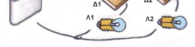 Ενδεικτικά θέματα Φυσικών για την εισαγωγή στα Πρότυπα Πειραματικά Γυμνάσια ΦΥΣΙΚΑ 10 Στο παρακάτω σχέδιο φαίνεται ο τρόπος με τον οποίο πρέπει να συνδέσεις μια ηλεκτρική πηγή με δυο λαμπτήρες,