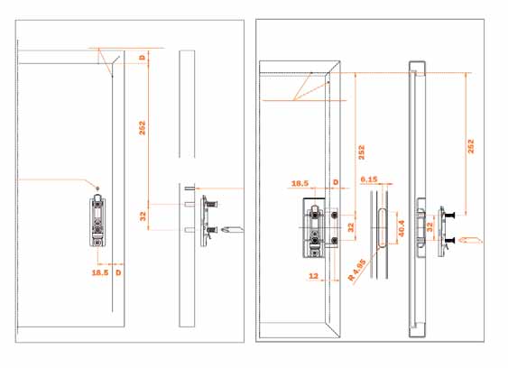 Ξύλινη πόρτα Πόρτα αλουμινίου practical Σόκορο κουτιού Σόκορο κουτιού Για επιπλέον συγκράτηση μετά τις ρυθμίσεις Διατρήσεις για ξύλινη πόρτα
