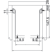 μήκος βάσης= μήκος συρταριού Metalbox -2mm -πάχος κουτιού πίσω μετώπη