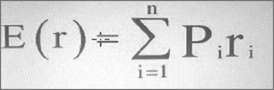 Αναμενόμενη απόδοση: Είναι ο σταθμικός μέσος όρος όλων των δυνητικών αποδόσεων μιας επένδυσης, όπου κάθε δυνητική απόδοση σταθμίζεται από την αντίστοιχη πιθανότητα να συμβεί: E(r)= Η αναμενόμενη