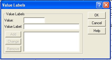 Εικόνα2.8: Πλαίσιο διαλόγου για τον καθορισµό Values(Ετικέτες τιµών µιας µεταβλητής) 7.