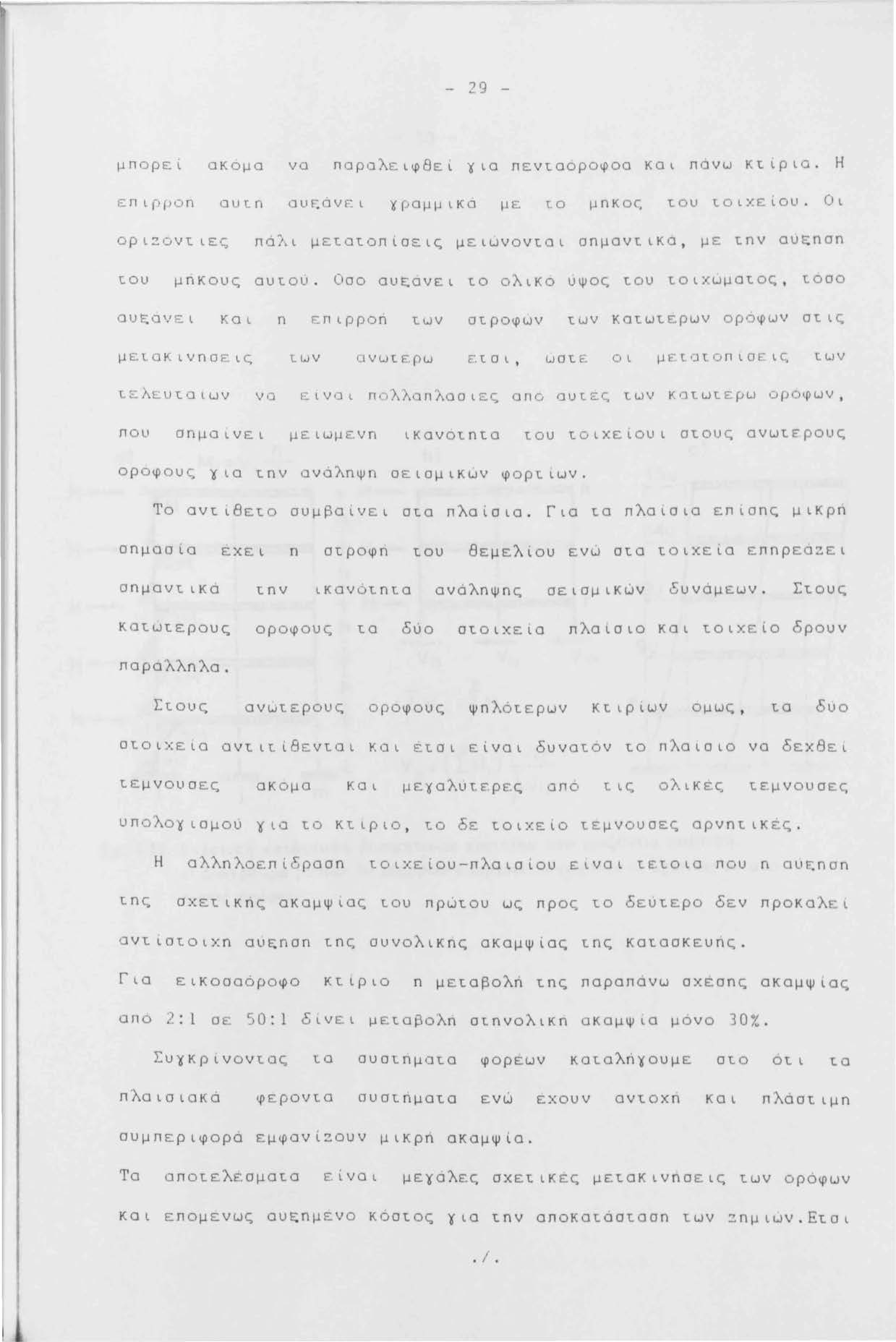 29 μπορει οκομο νο nορολειφβεί yια πεντ.οοροφοα και πονu κτίριο. Η Ε Τ1 L r (JOn ouτ.n ουι::ονr::: ι yρομμικο με τ. ο μnκοr; τ.ου τ.οι::ειου. Οι οριzοντιες πό/ ι μετοτοnισεις μειuνοντ.οι σnμοντ.