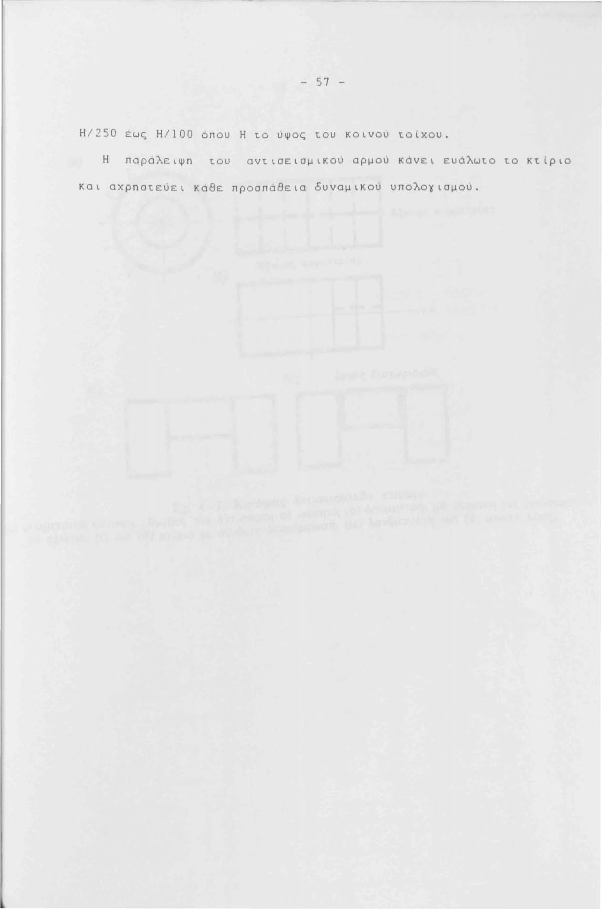 57 Η / 250 εως Η/100 όπου Η το ύψος του κοινου tοίχου.