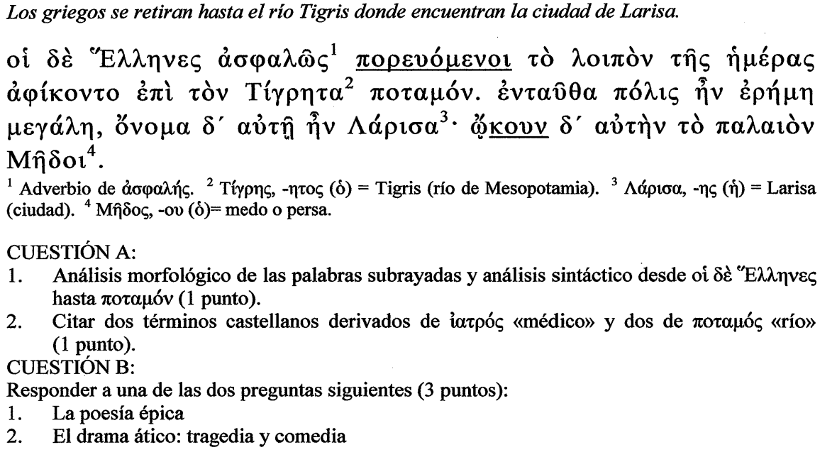 2. Citar dos terminos castellanos derivados de ἄνθρωπος hombre y dos de μόνος uno solo 29.Tras la huida de los bárbaros los griegos llegan al río Tigris.