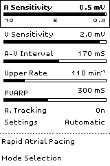 Εικόνα 15. Μενού Pacing Parameters (Παράμετροι βηματοδότησης) Βλ. Ενότ. 5.