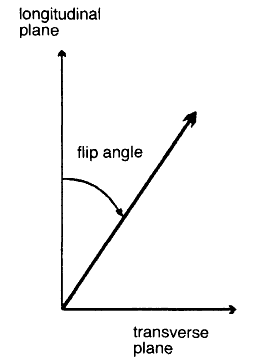 Εάν, τώρα, θεωρήσουμε μια διέγερση με γωνία 90 0, όταν ο παλμός RF σβήσει, δεν θα υπάρχει διαμήκη μαγνήτιση, δηλαδή θα έχουμε ίσο ποσοστό παράλληλων και αντί- παράλληλων σπιν).