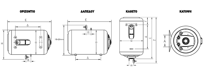 5 Ηλεκτρομπόϊλερ Elco Duro Glass Χωρητικότητα 60-120 lt Ισχύς 3,0 kw (60 και 80 lt), 3,7 kw (100 και 120 lt) Μοντέλα κάθετα τοίχου, οριζόντια τοίχου και δαπέδου παταριού 5 χρόνια εγγύηση Τύπος Τιμή