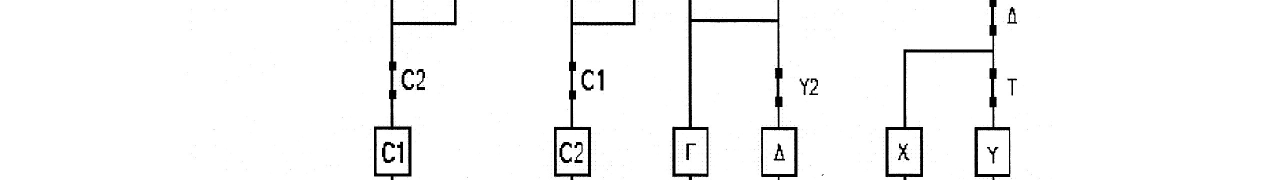 Ο επαφές C 1 και C 2 ηλεκτρονόμων C 1 και C 2. Με το πάτημα δηλ.