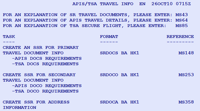 APIS - Advanced Passenger Information Programs SFPD Secured Flight