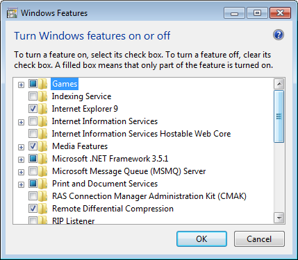 Windows 7: 11.8 Από τον πίνακα ελέγχου επιλέξτε Programs και μετά Program and Features. 11.9 Επιλέξτε Turn Windows features on or off.