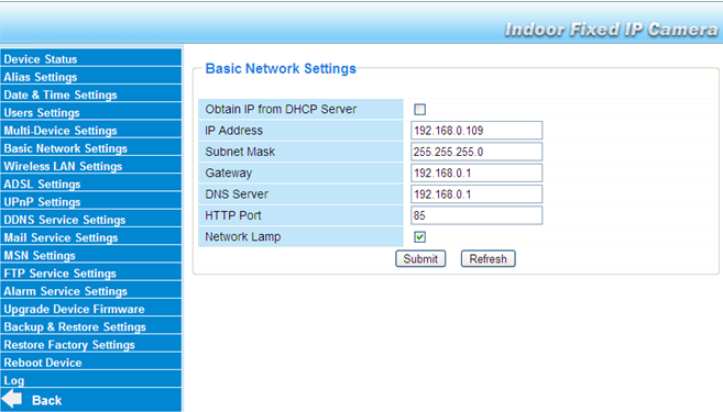 3.6 Basic Network Settings Αν θέλετε να αποδώσετε static IP (Στατική IP) στην κάμερα, επιλέξτε Basic Network Settings (Βασικές ρυθμίσεις δικτύου).