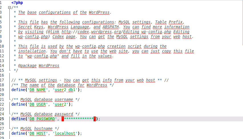Βήμα 7 ο : Ανοίγουμε το αρχείο wp-config.php με κάποιον text-editor (π.χ. geany).